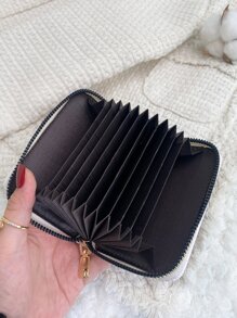 鳄鱼压纹翻盖石压纹拉链小钱包多卡位卡片收纳盒用于存储卡片轻便多层便携式身份证卡片简约时尚现代周年纪念学校用品教师礼物返校卡夹钱包名片夹信用卡夹女士钱包迷你钱包钱包钱包卡片钱包 - 白色 - 查看 2