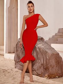 ADYCE Vestido de cóctel ajustado con bajo de cola de sirena elegante, vestido de gala blanco semiformal adecuado para cumpleaños, invitado de boda, cena formal, baile de graduación, Pascua, ceremonia de graduación y otras ocasiones - Rojo - Ver 3