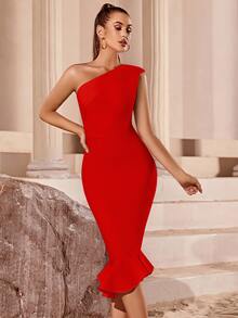 ADYCE Vestido de cóctel ajustado con bajo de cola de sirena elegante, vestido de gala blanco semiformal adecuado para cumpleaños, invitado de boda, cena formal, baile de graduación, Pascua, ceremonia de graduación y otras ocasiones - Rojo - Ver 6
