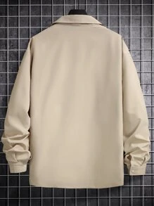 Manfinity Hombres 1 pieza Camisa con diseño de parche de letra - Albaricoque - Ver 2