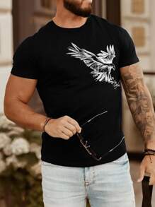 Manfinity Homme Men Eagle Print Tee - Black - View 1