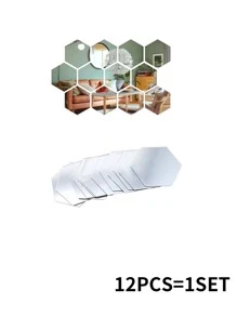 12 miếng dán tường gương lục giác, miếng dán gương trang trí hình học bằng nhựa dùng để trang trí nhà cửa, trang trí tường, trang trí phòng, gương treo tường, gương cho phòng, trang trí phòng tắm, trang trí phòng khách - Bạc - Xem 7