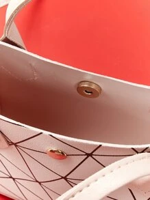 幾何圖案按紐扣手提包 - 粉色 - 查看 4