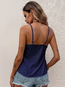 SHEIN LUNE 拼接水溶蕾絲吊帶上衣 - 藏蓝色 - 查看 2