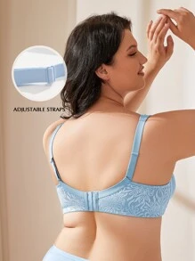 WINGSLOVE Plus Size Wireless Soft Full Coverage Bra For Women - Baby Blue - View 3