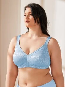 WINGSLOVE Plus Size Wireless Soft Full Coverage Bra For Women - Baby Blue - View 4