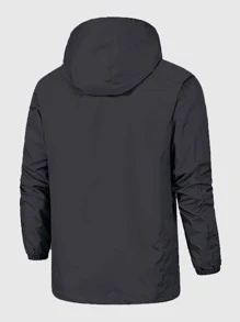 Áo khoác Nam Dây kéo màu trơn Giải trí - màu đen - Xem 2