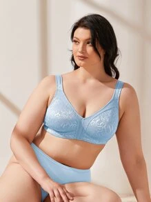 WINGSLOVE Plus Size Wireless Soft Full Coverage Bra For Women - Baby Blue - View 5