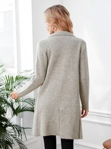 EMERY ROSE Dual Pocket Casual Design Cardigan,Long Sleeve Tops