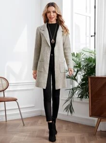 EMERY ROSE Dual Pocket Casual Design Cardigan,Long Sleeve Tops