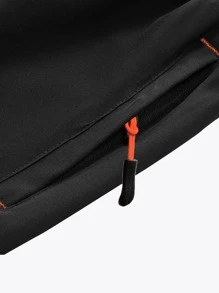 Men Drawstring Waist Shorts - Black - View 4