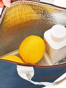 1pc Letter Patch Decor Waterproof Lunch Bag - Blue - View 4