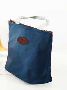 1pc Letter Patch Decor Waterproof Lunch Bag - Blue - View 5