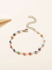 1pc Random Color Evil Eye Decor Bracelet Copper Jewelry - Silver - View 3