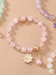 Set da 6 braccialetti alla moda con perline a forma di fiori colorati bohémien per donne (colore casuale), idee regalo per San Valentino, mamma, festa della mamma