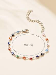 1pc Random Color Evil Eye Decor Bracelet Copper Jewelry - Silver - View 4