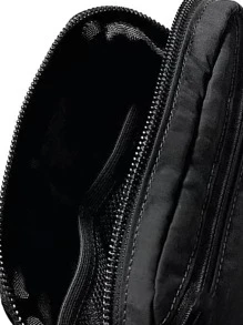 Bolso de cintura tipo mensajero multifuncional, ligero, portátil, impermeable, perfecto para viajes al aire libre, deportes, bolso de pecho de nailon minimalista para mujer, bolso deportivo versátil con cremallera, bolso para teléfono móvil que combina con todo - Negro - Ver 4