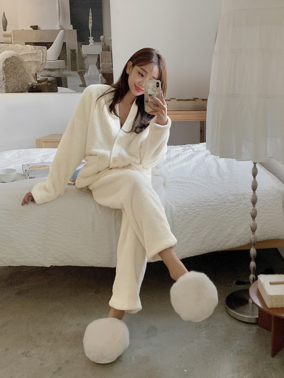 Drop Shoulder Flannel PJ Set Fall,Winter
