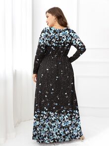 DEARCASE 大码蝴蝶印花隐形口袋连衣裙