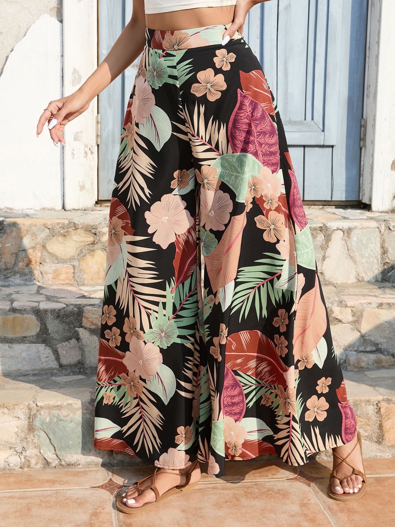 Tropical wide leg pants