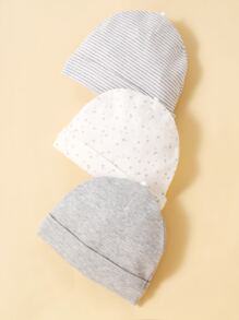 momscare 3雙嬰兒條紋圖案手套和3入組帽 - 彩色 - 查看 3