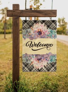 1pc Succulent & Letter Graphic Garden Flag - Multicolor - View 2