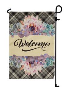 1pc Succulent & Letter Graphic Garden Flag - Multicolor - View 3