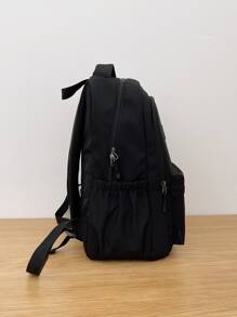 ZAOSHANGHAO Classic Versatile Multi-Pocket Casual Backpack, Large Capacity, Practical, Made Of Durable Nylon Material - Black - View 2