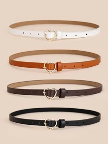 4 Cái/bộ Thắt Lưng Nữ Khóa Trái Tim Thời Trang & Đa Năng & Trang Trí Đơn Giản - Nhiều màu - Xem 2