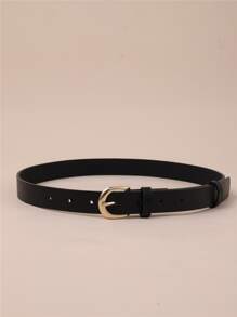 1 pieza Cinturón de vestir de estilo occidental simple con hebilla de metal, para verano, escuela, otoño, Halloween - Negro - Ver 4