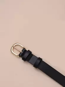 1 pieza Cinturón de vestir de estilo occidental simple con hebilla de metal, para verano, escuela, otoño, Halloween - Negro - Ver 5