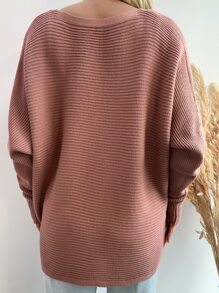EURMUSE Batwing Sleeve Open Front Cardigan - Dusty Pink - View 2