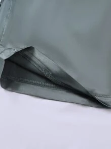 Lace Cami Top & Satin Trousers Night Set - Green - View 4