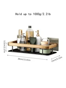 1 pieza Estante de almacenamiento de baño sin perforación montado en la pared - Multicolor - Ver 2