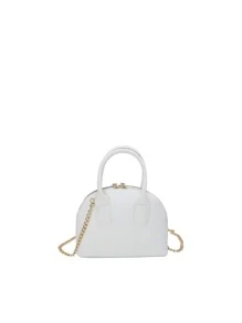 Girls Crocodile Embossed Chain Dome Bag - White - View 1