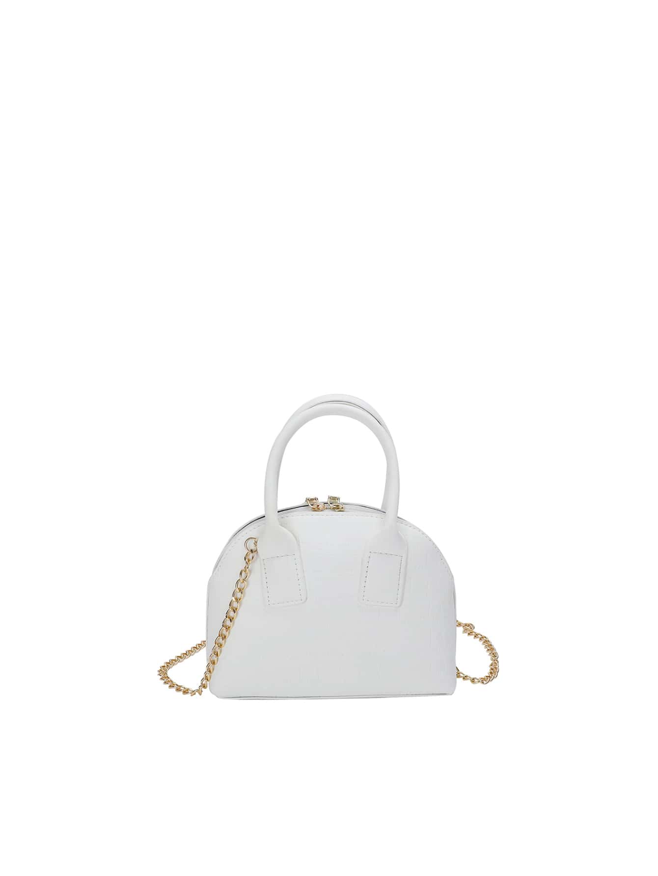 Girls Crocodile Embossed Chain Dome Bag - White - View 1