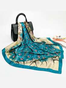 Khăn rằn họa tiết con công - Màu xanh lam - Xem 1