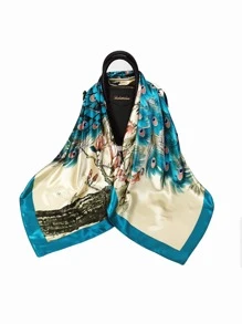 Khăn rằn họa tiết con công - Màu xanh lam - Xem 2