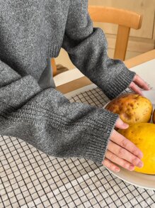 DAZY Solid Drop Shoulder Crop Jumper - Grey - View 4