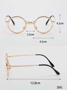 Gafas con textura de marco redondo - Dorado - Ver 5