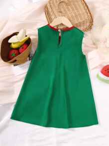 Niñas Vestido con estampado de sandía ribete con fruncido - Multicolor - Ver 2