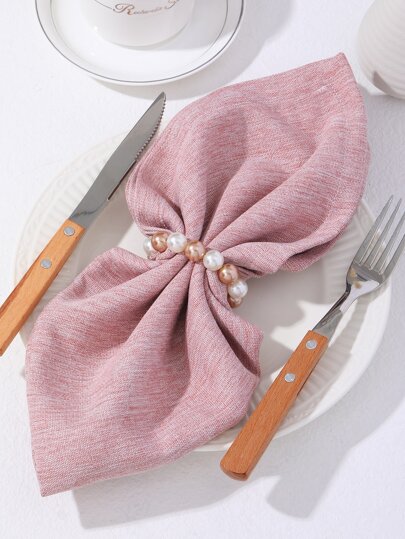 1pc ABS Napkin Ring, Creative Faux Pearl Design Napkin Holder For Kitchen Dining Table