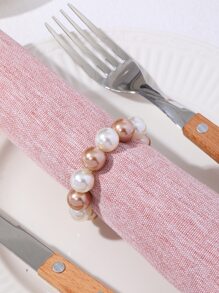 1入組ABS餐巾環創意人造珍珠設計廚房餐桌餐巾架 - 彩色 - 查看 3