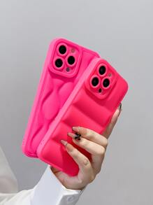 2pcs Solid Color Phone Case - Hot Pink - View 2