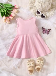 Baby Butterfly Print A Line Dress - Pink - View 2