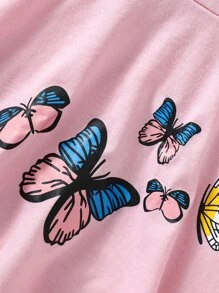 Baby Butterfly Print A Line Dress - Pink - View 4