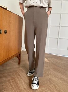 DAZY Slant Pocket Straight Leg Suit Trousers - Mocha Brown - View 6