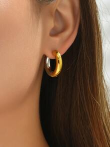 雙色圓耳環 - 彩色 - 查看 5