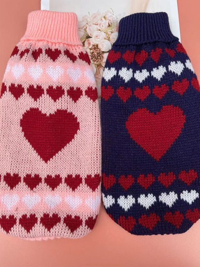 Valentine's Day 1pc Heart Pattern Pet Sweater
