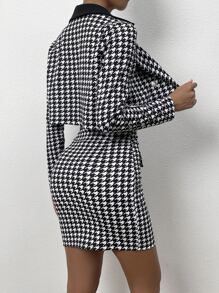 EMERY ROSE Bộ đồ hai mảnh nữ Nút đôi răng cưa Thanh lịch - Đen và trắng - Xem 2